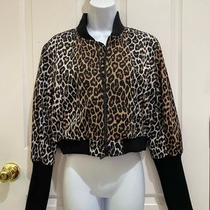 Elizabeth and James leopard cheetah animal print bomber jacket